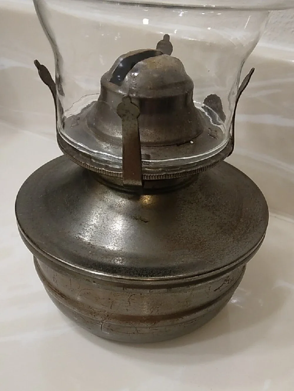 Vintage Lamplight Farms Gray Metal Oil Lamp Rustic Farmhouse Decor